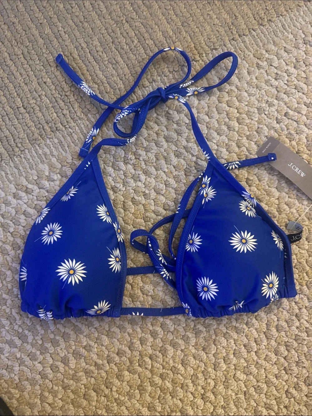 J. Crew Blue Daisy Triangle Bikini Top